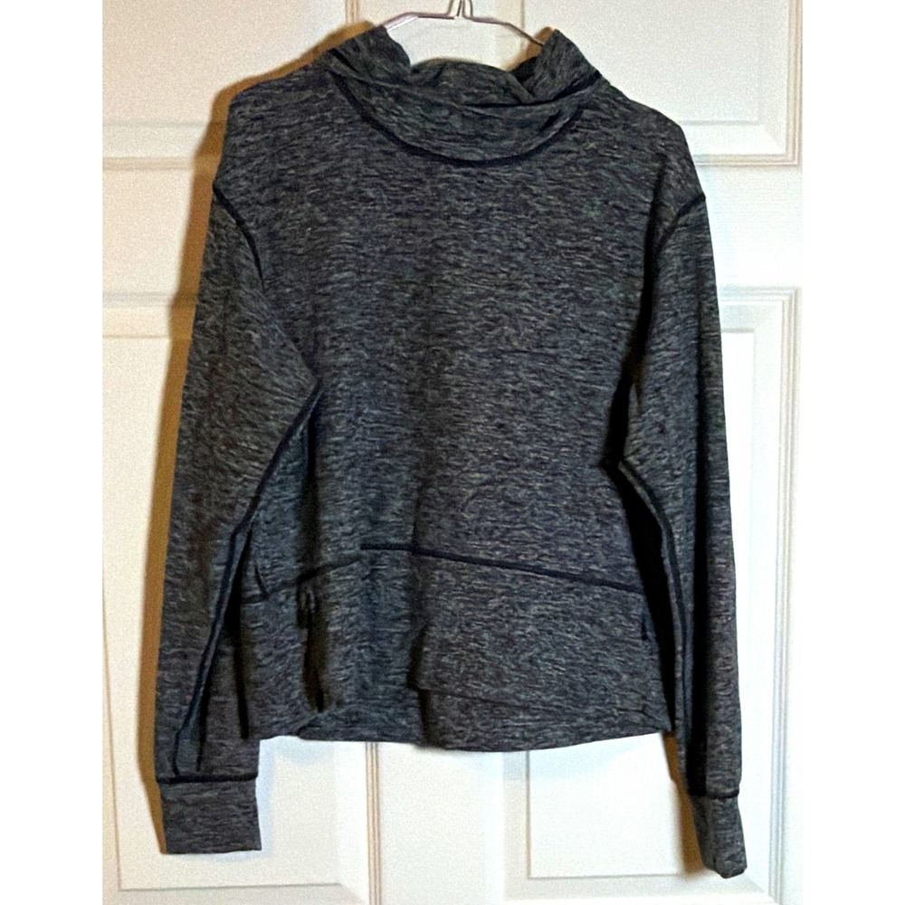 lululemon Women 8 Heathered Gray Cowl Neck Pullover Sweatshirt Zip Pockets